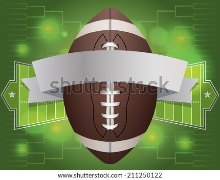 An american football and banner with field background. Vector EPS 10. EPS file contains transparencies.
