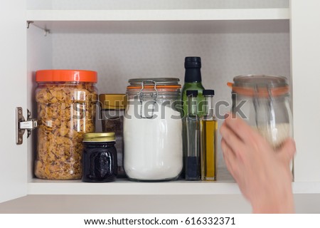 Similar – Image, Stock Photo Preserving jars with flour on the kitchen shelf