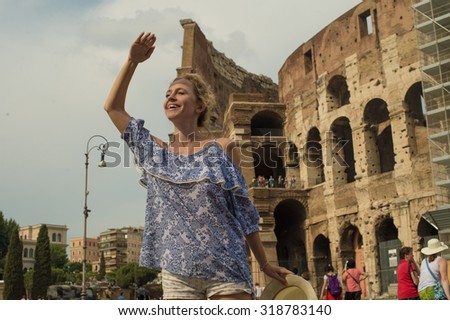 Girl in Rome Coliseum