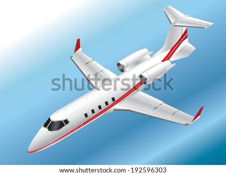 Detailed Isometric Vector Illustration of a Learjet 60 private jet aircraft.