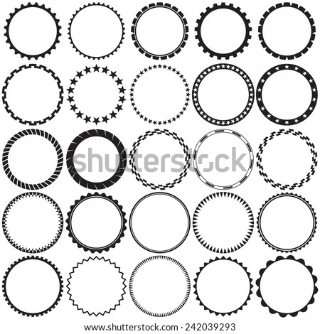 Collection of Round Decorative Border Frames with Clear Background. Ideal for vintage label designs.