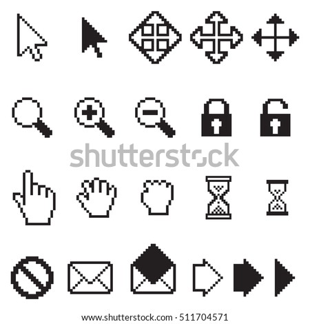 Vector collection of pixel computer icons