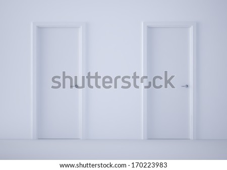 two white closed doors