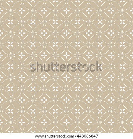 Seamless abstract floral pattern. Vector beige and white background. Geometric leaf ornament. Stylish graphic pattern.