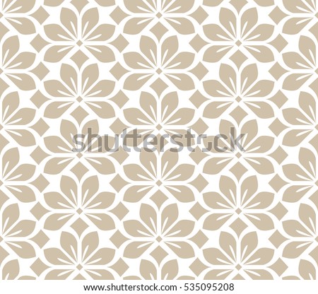 Seamless abstract floral pattern. Beige and white vector background. Geometric leaf ornament. Graphic modern pattern