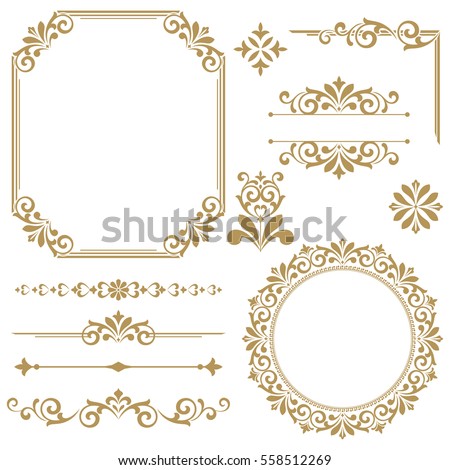 Vintage vector Set. Floral elements for design of monograms, invitations, frames, menus, labels and websites. Graphic elements for design of catalogs and brochures of cafes, boutiques Photo stock © 