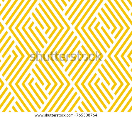 Abstract geometric pattern with lines, rhombuses A seamless background. Yellow, gold texture. Graphic modern pattern