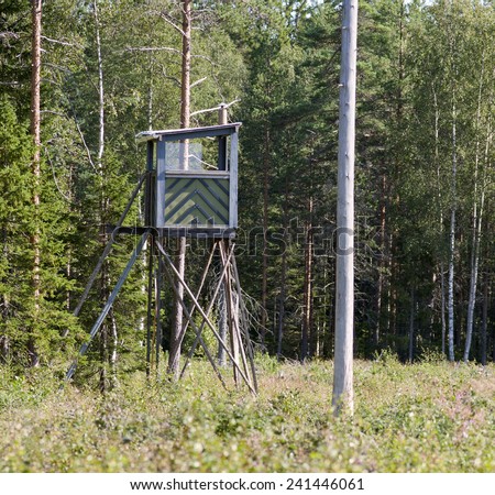Hunting tower in a forest. Elk, moose during September, October is the main subject in this area.