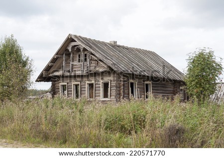 Old abandoned wooden house in russian village
