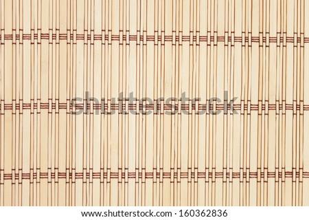 Table mat made out of bamboo pieces.