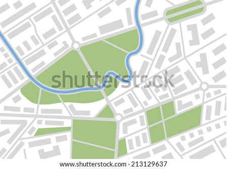 Editable vector street map of town.