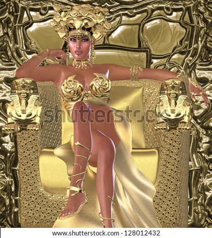 The snake queen. This is a depiction of an Egyptian queen who believed in the magical and sacred power of snakes.  She may have inspired the legend of Medusa or even fueled Cleopatra\'s snake obsession