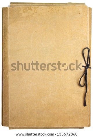 Old folder for papers isolated on white background