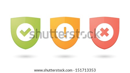 A set of informatic protection shield icons