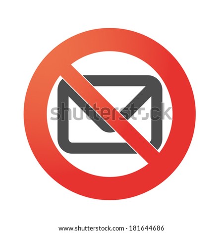 Illustration of an isolated forbidden signal  with a mail icon
