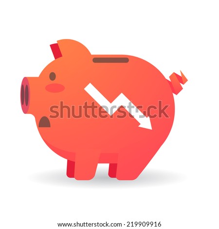 Illustration of an isolated piggy bank with a graph