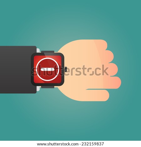 Illustration of a hand wearing a smart watch displaying a subtraction sign