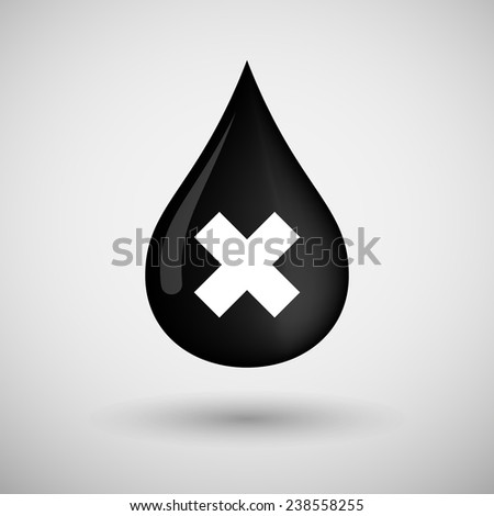 Illustration of an oil drop icon with a close sign