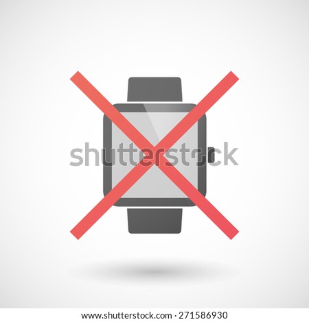 Illustration of a not allowed icon with a smart watch