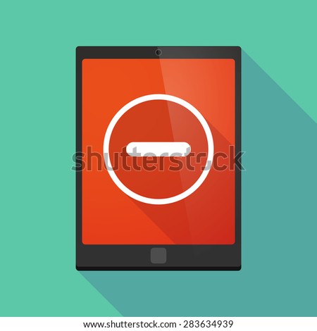 Illustration of a tablet pc icon wit a subtraction sign