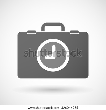 Illustration of an isolated briefcase icon with a clock