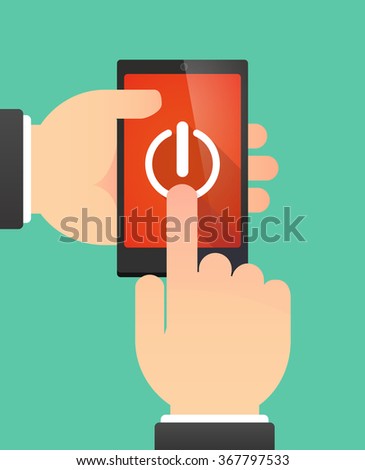 Man hands using a phone showing an off button