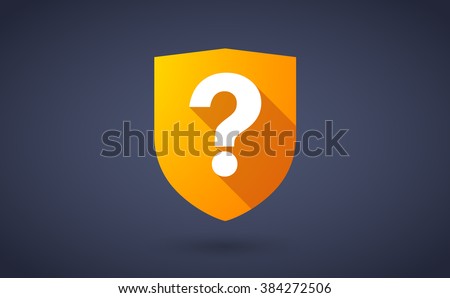 Illustration of a long shadow shield icon with  a question sign
