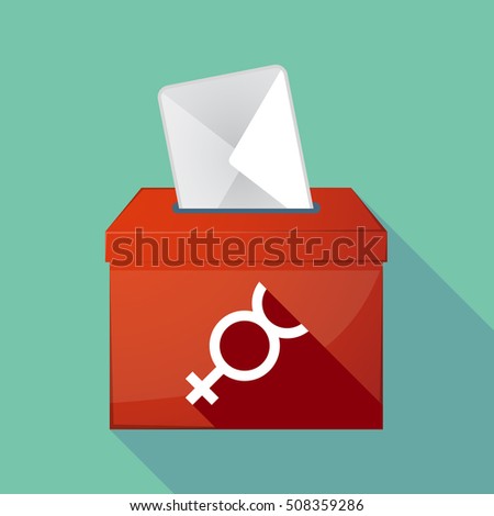 Illustration of a long shadow ballot box with  the mercury planet symbol