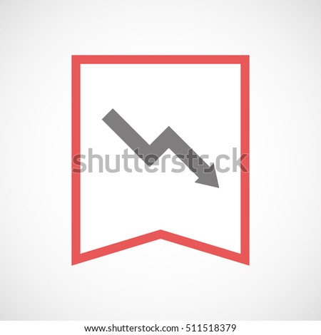 Illustration of an isolated line art ribbon icon with a descending graph