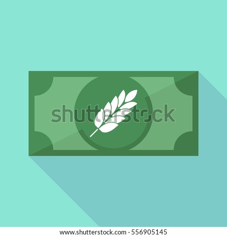 Illustration of a long shadow bank note with  a wheat plant icon