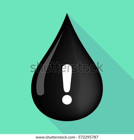 Illustration of a long shadow  oil drop with an exclamarion sign