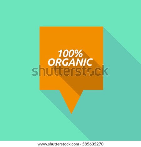 Illustration of a long shadow  tooltip with    the text 100% ORGANIC