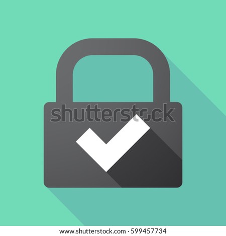 Illustration of a long shadow lock pad with a check mark