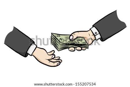 Two Hand And Giving Money / Cartoon Vector And Illustration, Isolated ...