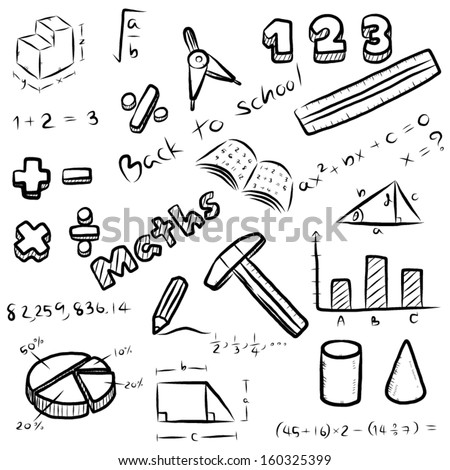 Set Of Mathematics Symbol And Equipment. Maths Subject At School ...