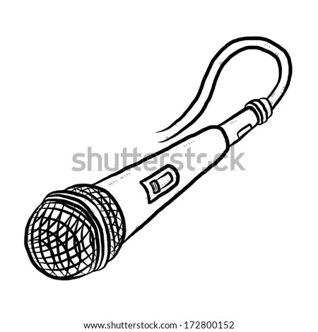 Microphone / Cartoon Vector And Illustration, Black And White, Hand ...