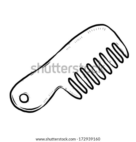 Comb / Cartoon Vector And Illustration, Black And White, Hand Drawn ...