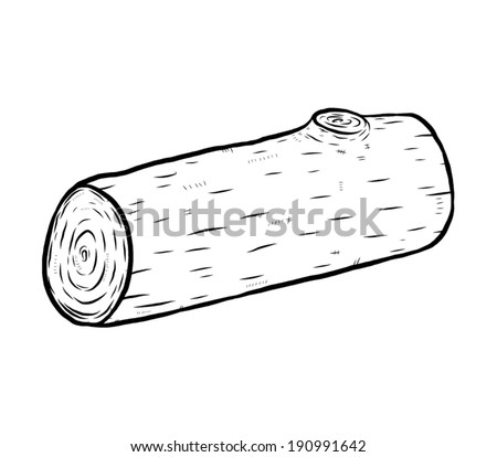 wood log / cartoon vector and illustration, black and white, hand drawn, sketch style, isolated on white background.