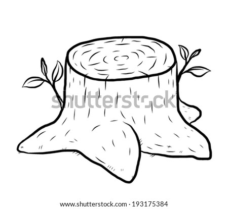 Tree Stump / Cartoon Vector And Illustration, Black And White, Hand ...