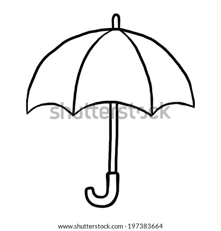 umbrella / cartoon vector and illustration, black and white, hand drawn, sketch style, isolated on white background.