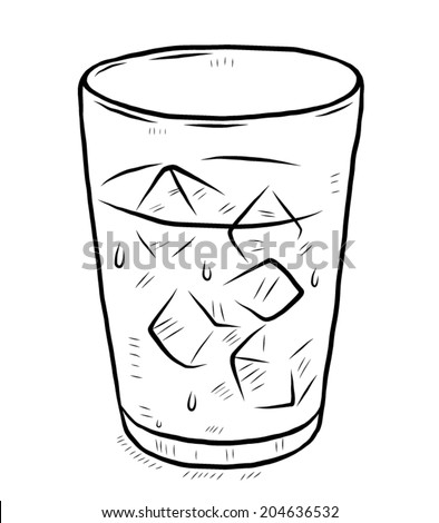 Glass Of Cool Water With Ice / Cartoon Vector And Illustration, Black ...