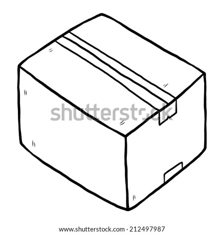 Paper Box / Cartoon Vector And Illustration, Black And White, Hand ...