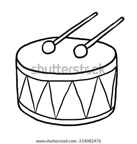 Drum / Cartoon Vector And Illustration, Black And White, Hand Drawn ...