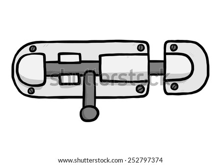 door bolt / cartoon vector and illustration, hand drawn style, isolated on white background.