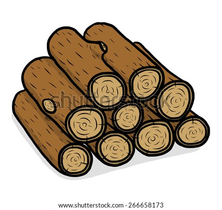 Stack Of Nine Wooden Logs / Cartoon Vector And Illustration, Hand Drawn ...