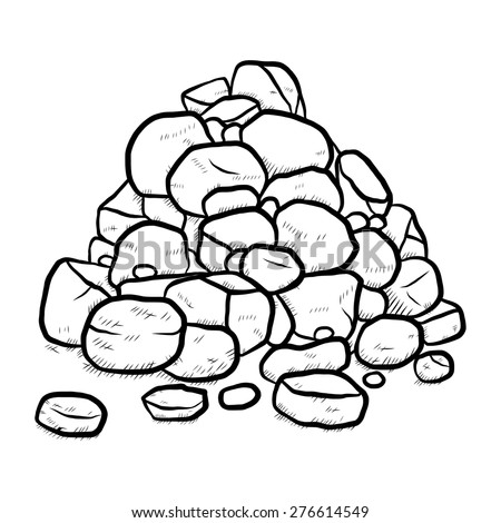 Stack Of Rock / Cartoon Vector And Illustration, Black And White, Hand ...