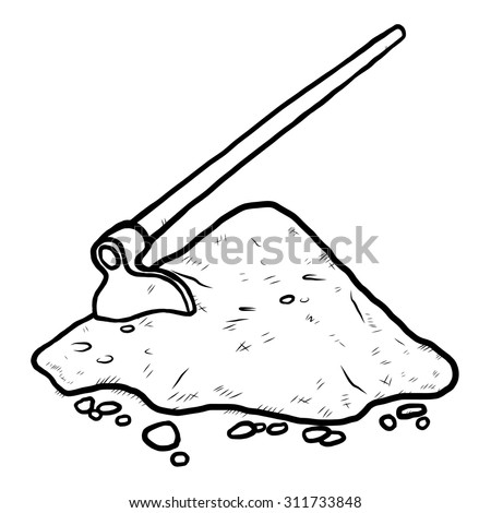 Digger And Soil / Cartoon Vector And Illustration, Black And White ...