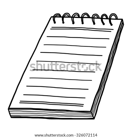 Notebook / Cartoon Vector And Illustration, Black And White, Hand Drawn ...