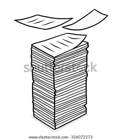 Stack Of Paper / Cartoon Vector And Illustration, Grayscale, Hand Drawn ...