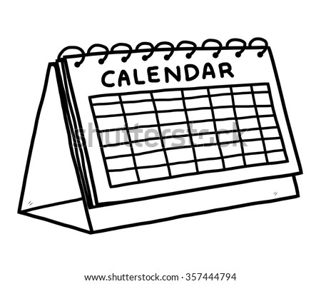 Calendar / Cartoon Vector And Illustration, Black And White, Hand Drawn ...